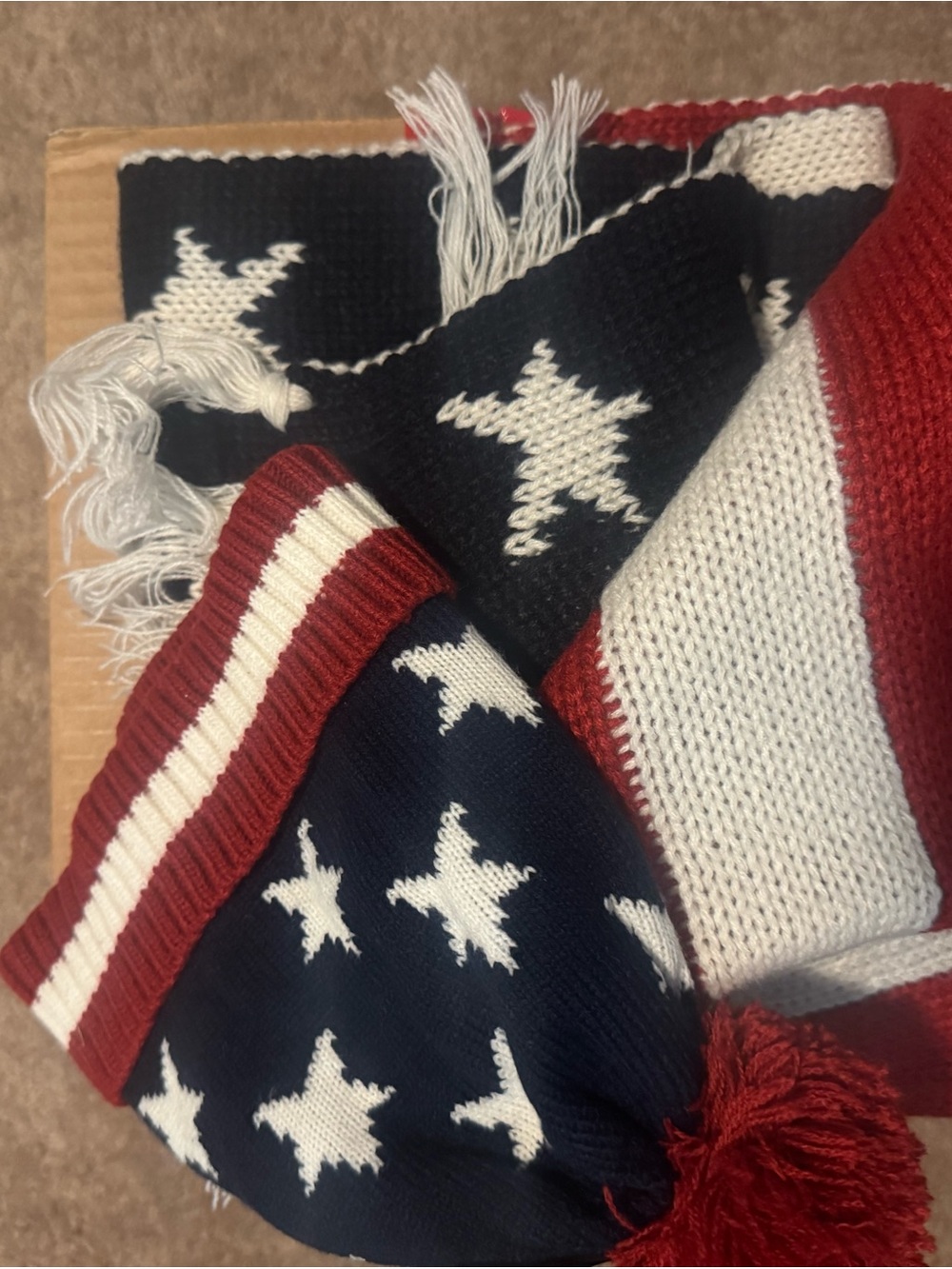 American Stars Knit Bernie and scarf- Red, White & Blue